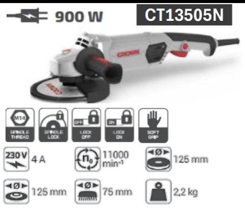 صاروخ قطعية وتجليخ كراون 5 بوصة - 900 واط | موديل CT13505N