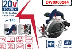 منشار صنية 165 مم 20 فولت + 2 بطارية 4 أمبير | بطارية