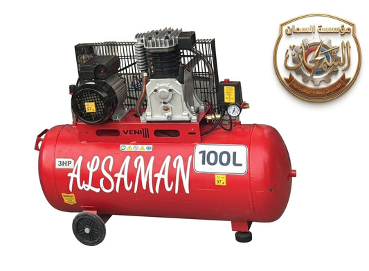 كمبروسر هواء السمان 100 لتر - 3 حصان | موتور نحاس 100%