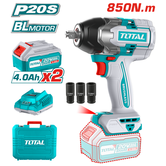 دريل 850 نيوتن 20 فولت مع 2 بطارية 4 امبير و شاحن